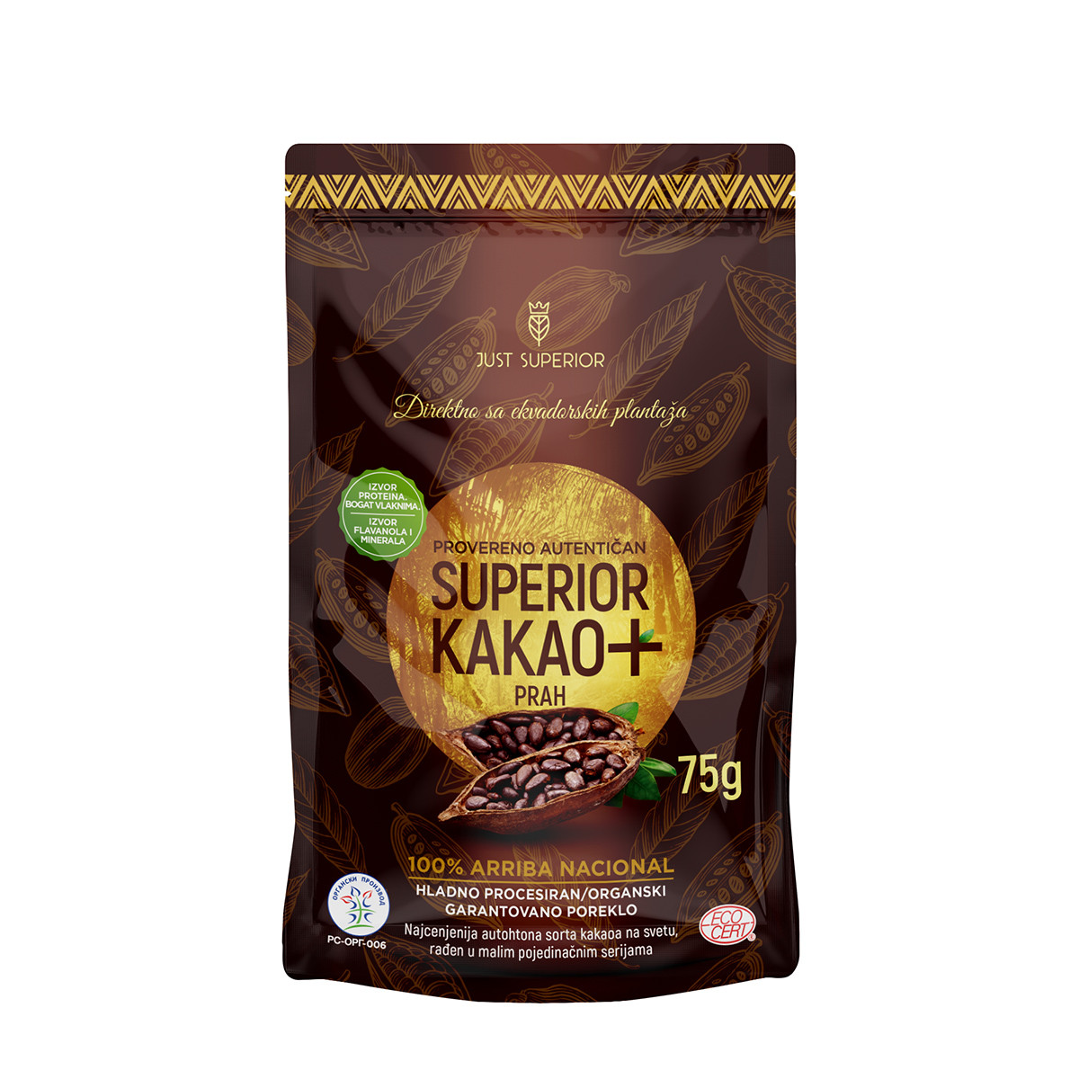 Superior kakao prah Arriba Nacional, 75g 