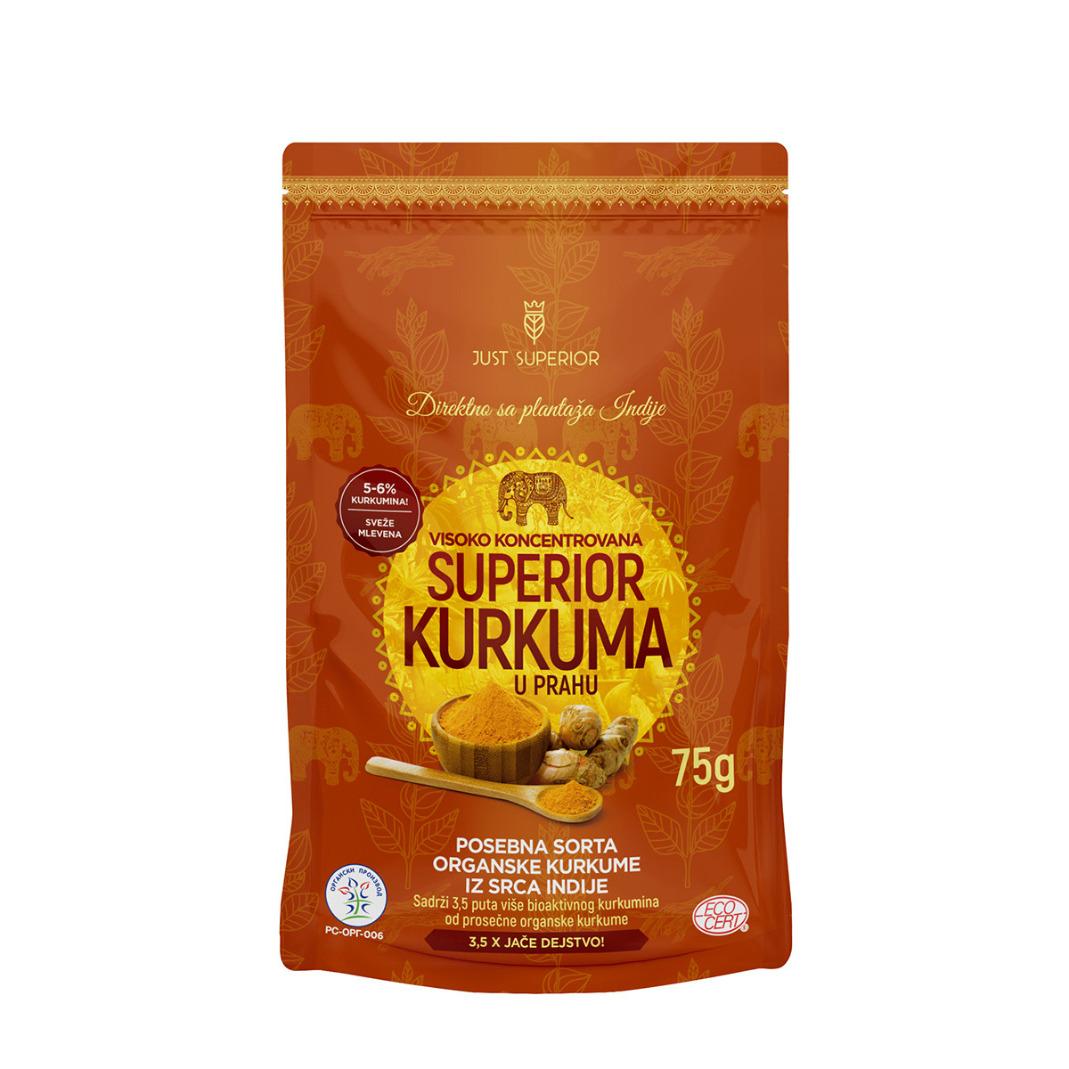Superior kurkuma u prahu-organik, 75g 