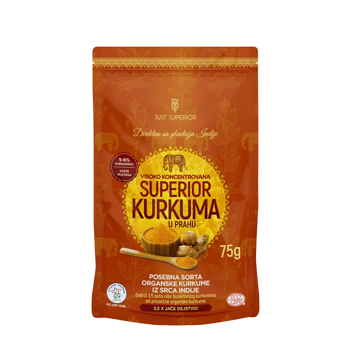 Superior kurkuma u prahu-organik, 75g 