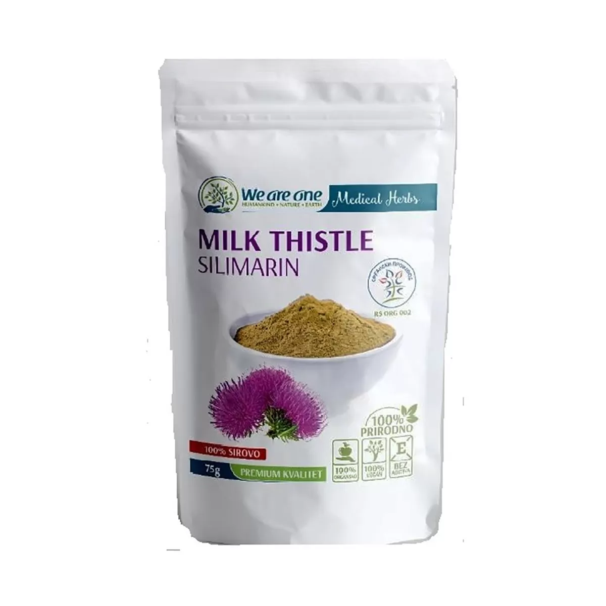 Silimarin (milk thistle), organski, wao 75g 