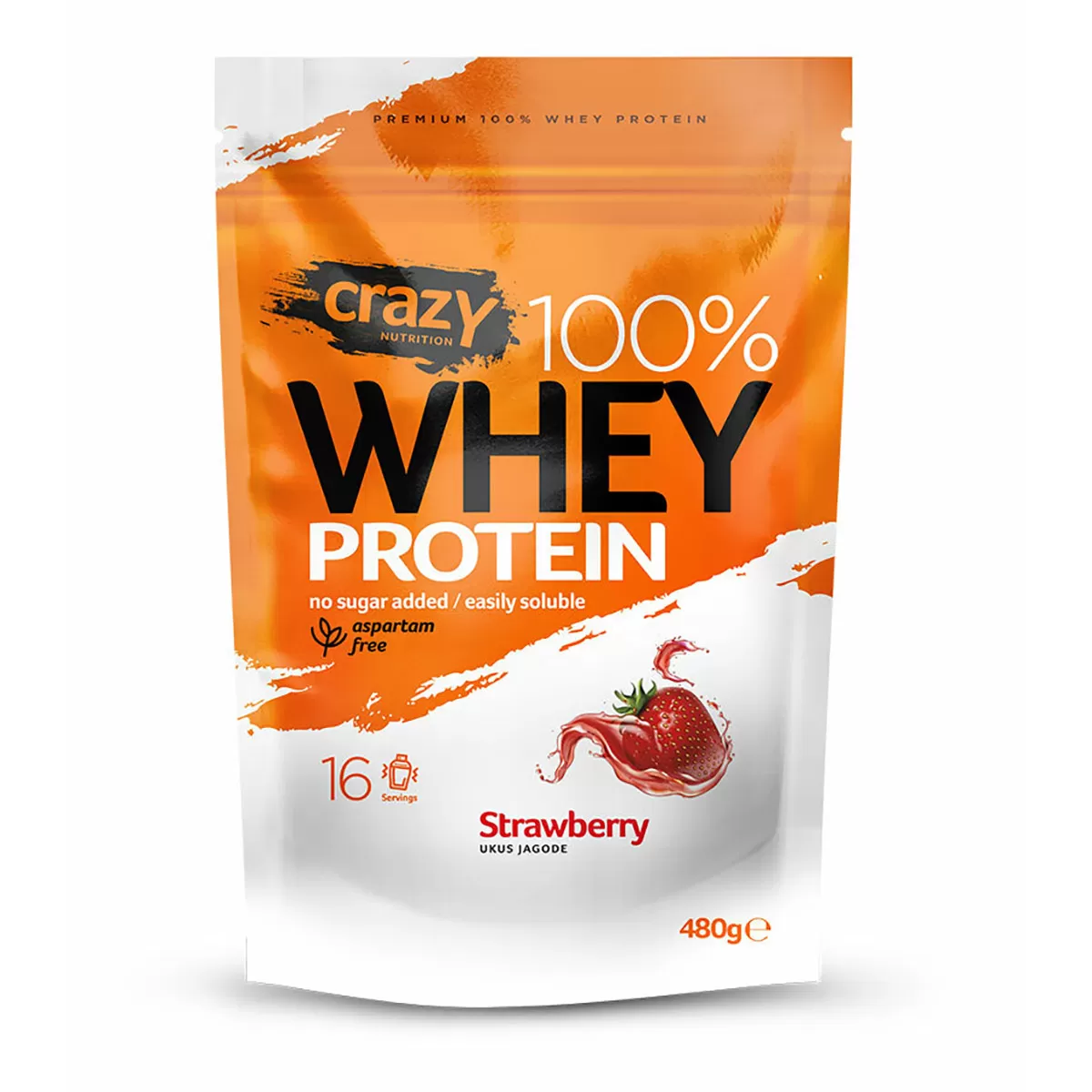 Crazy whey protein - jagoda, 480g 