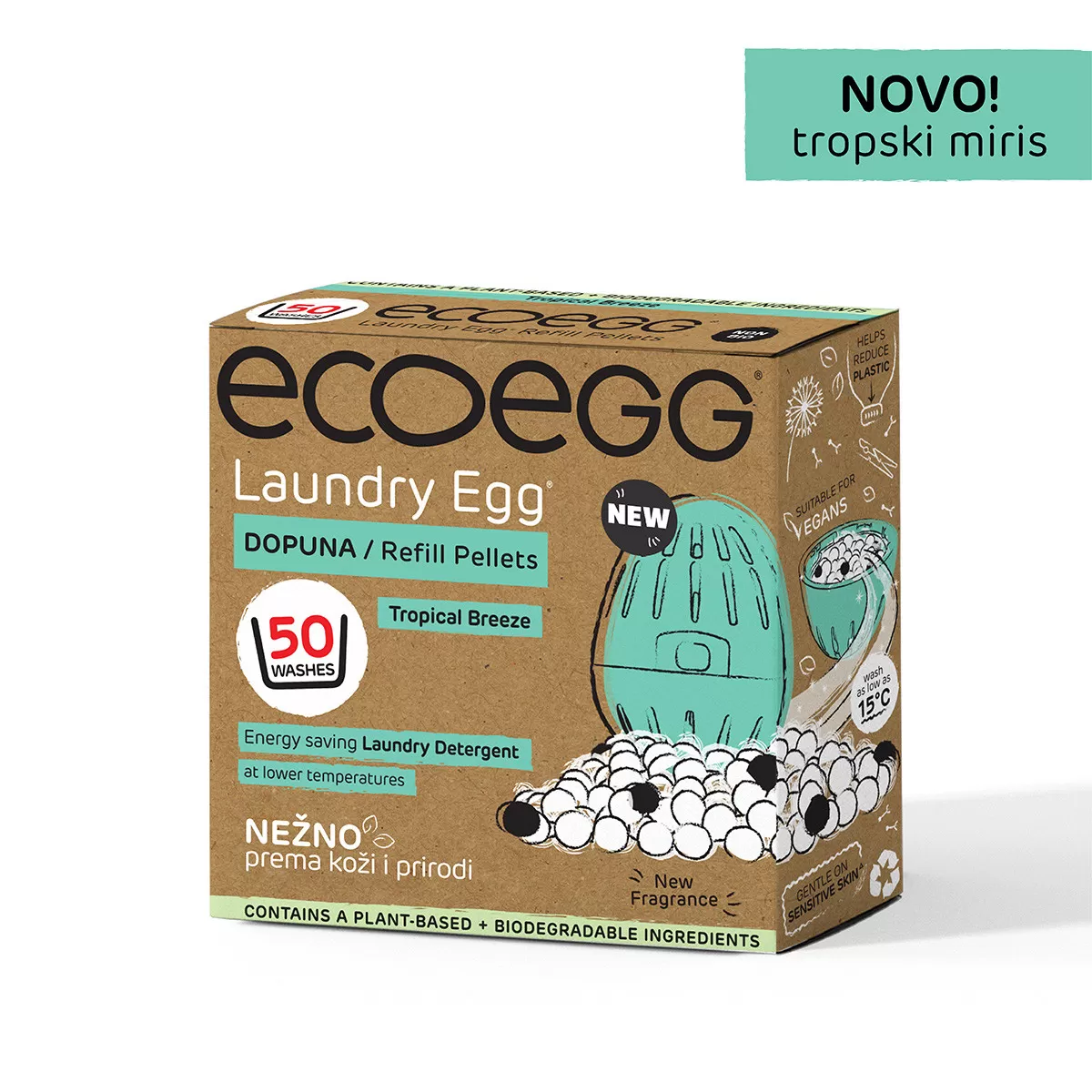 ECOEGG 2u1 dopuna za deterdžent i omekšivač za veš, Tropski miris-50 pranja 