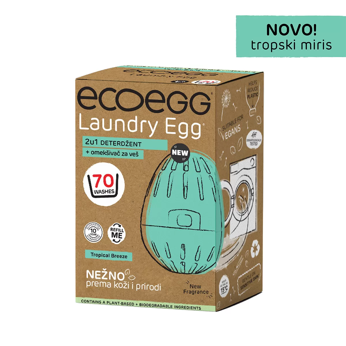 ECOEGG 2u1 deterdžent i omekšivač za veš, Tropski miris-70 pranja 