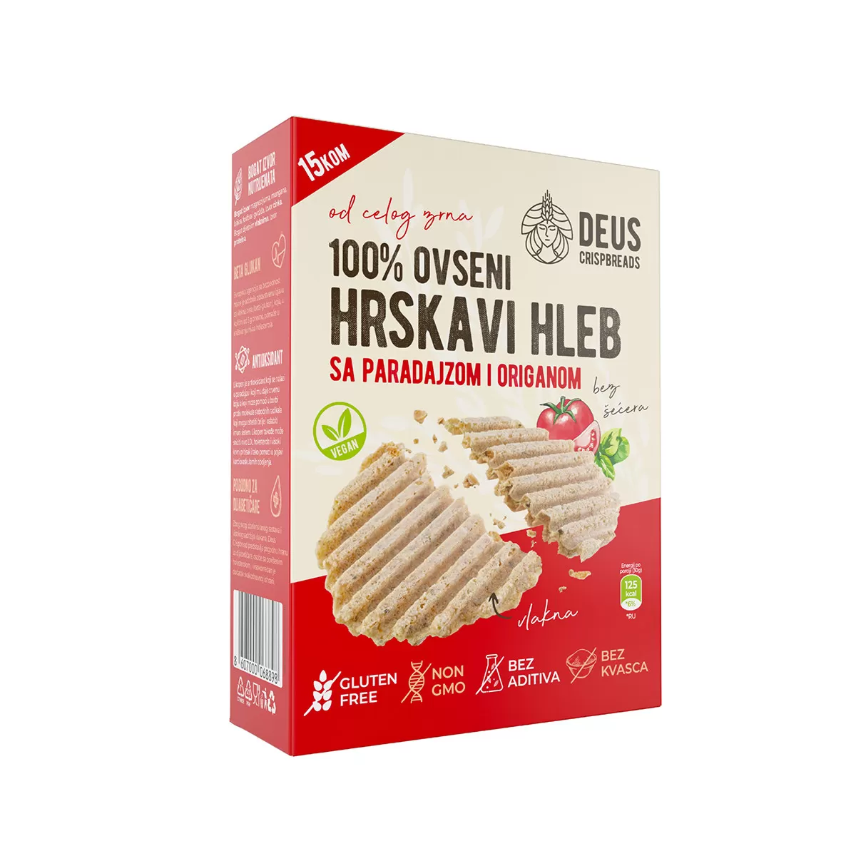 Ovseni hrskavi hlepčići sa paradajzom i origanom, 200g 