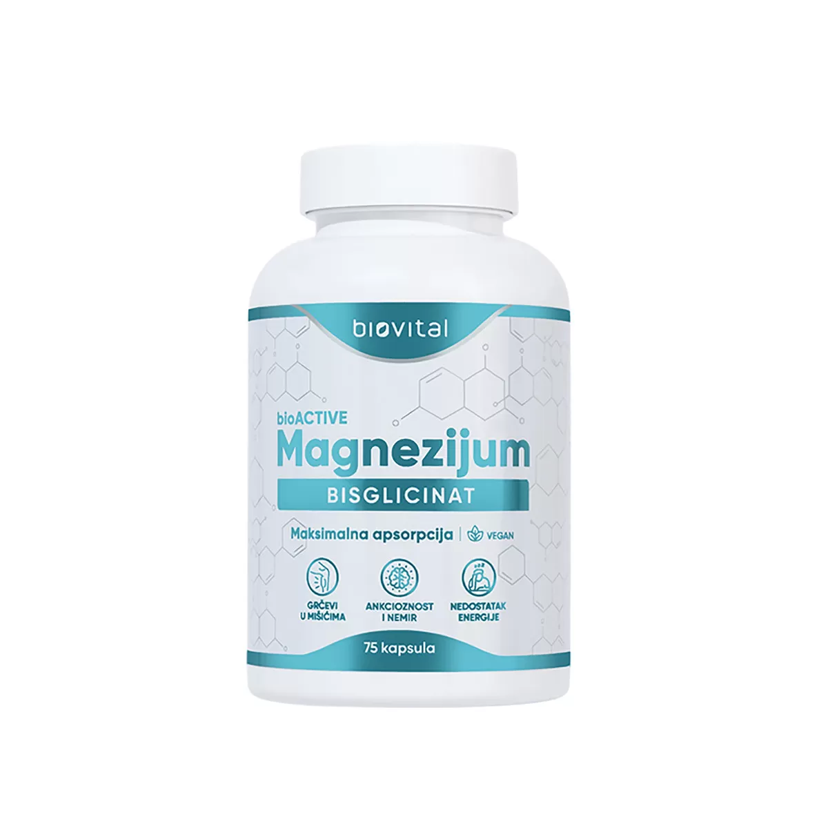 BioActive Magnezijum Bisglicinat, 75 cps, Biovital 