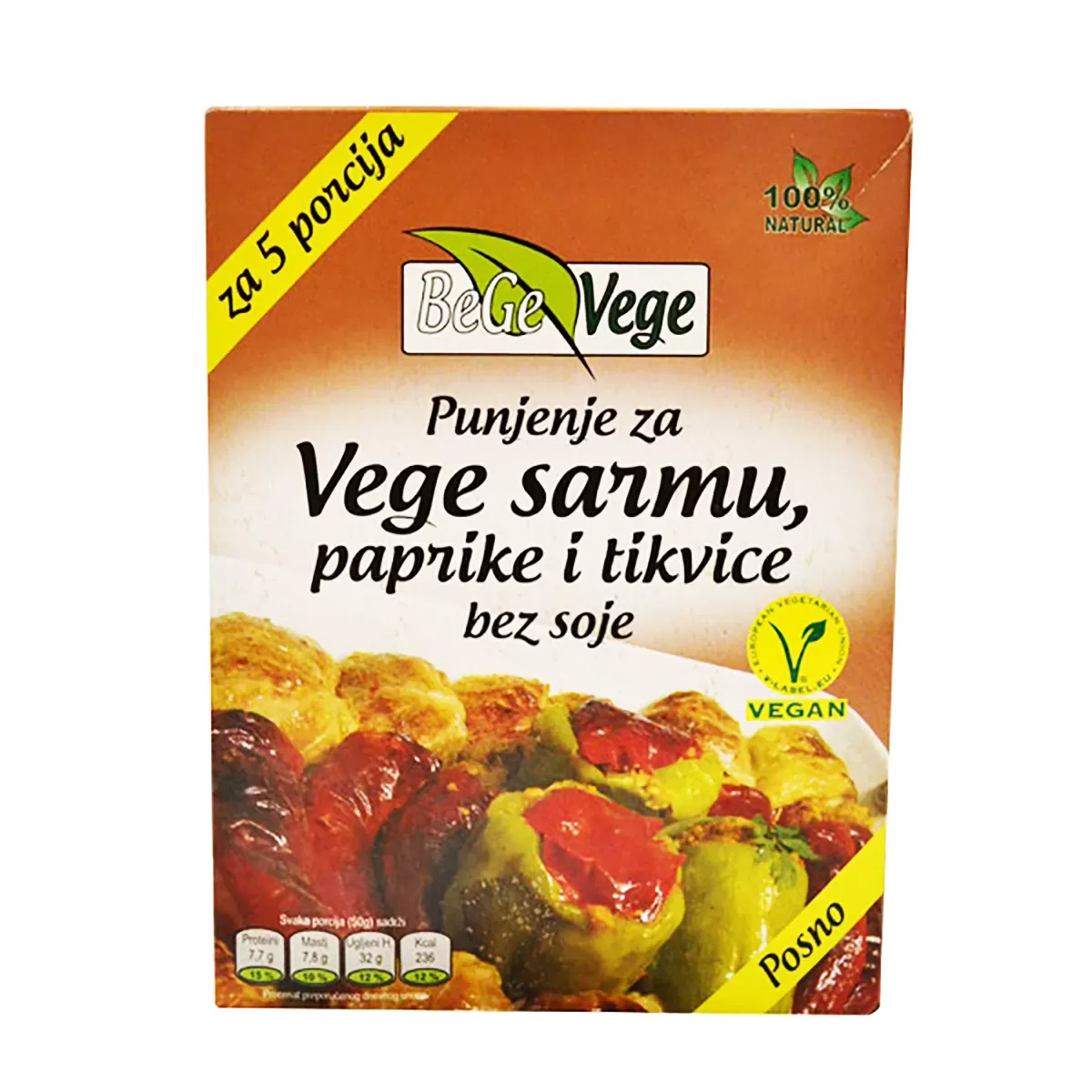 Punjenje za vege sarmu, paprike i tikvice, bez soje, 250g 