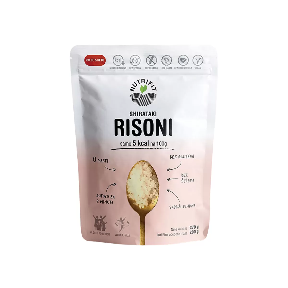 Shirataki konjac pasta risoni 270g, Nutrifit 