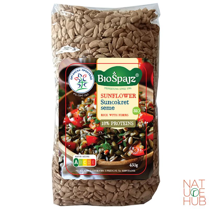 Organski oljušteni sirovi suncokret Biošpajz, 450g 