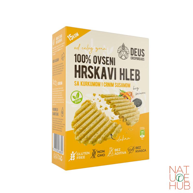 Ovseni hrskavi hlepčići sa kurkumom i crnim susamom, 200g 