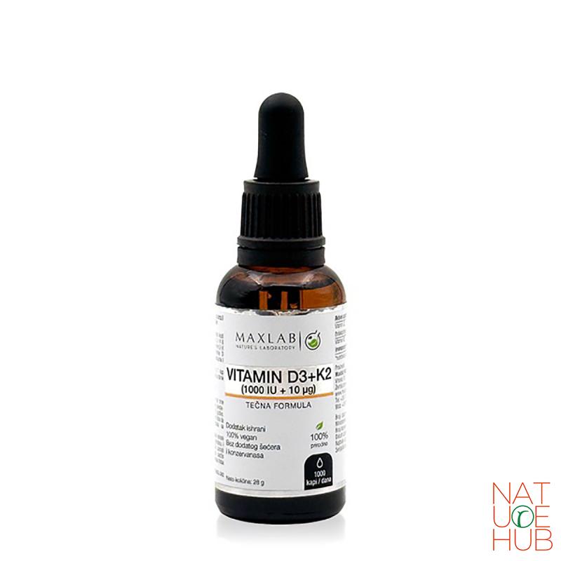 Vitamin D3+K2 kapi (1000 IU + 10 µg), Maxlab 30ml 