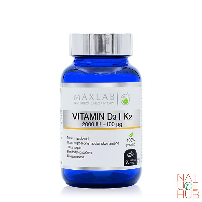 Vitamin D3+K2 (2000 IU + 10 µg), Maxlab, 90 tbl 
