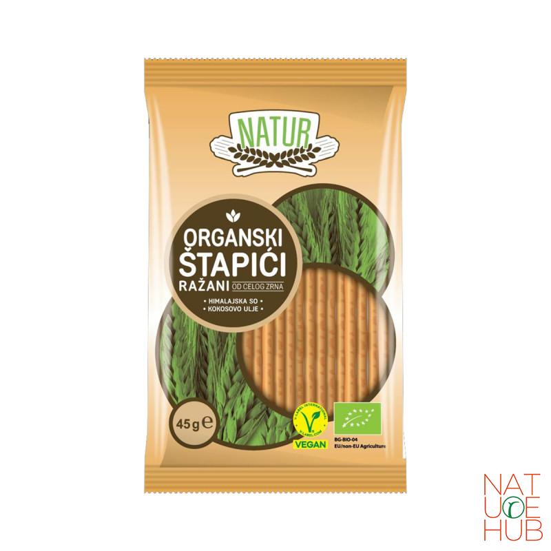 Organski štapići od celog zrna raži 45g, Natur 