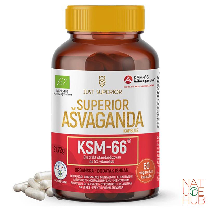 Ašvaganda  KSM66 organski ekstrakt, just superior 60 cps 